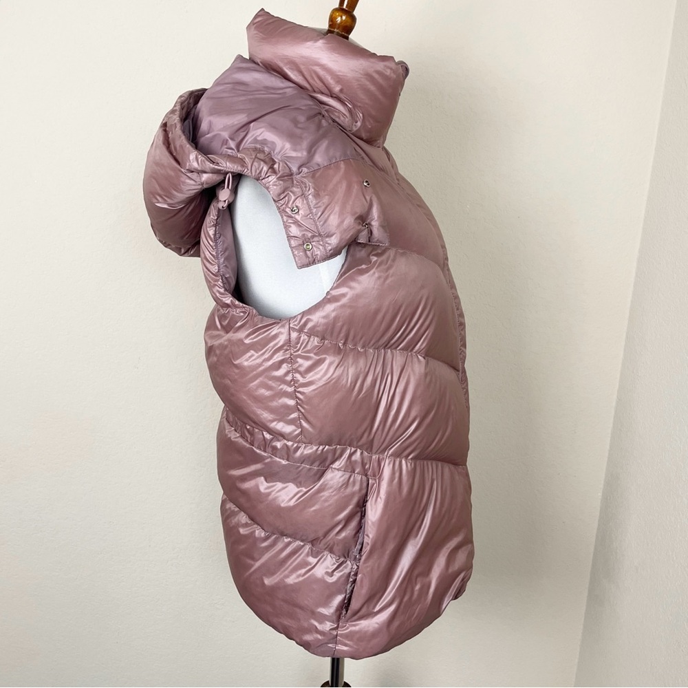Athleta Lofty Down Puffer Vest Dogwood Mauve Hooded - Picture 10 of 16